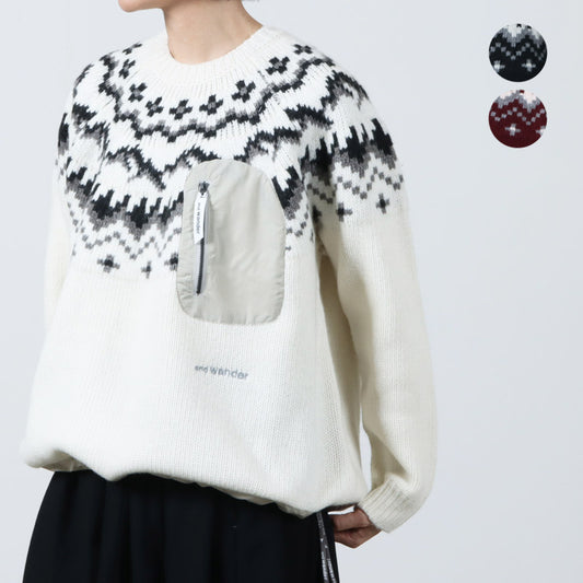 and wander(アンドワンダー) lopi knit sweater for Women
