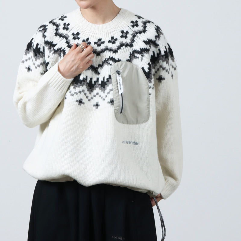 and wander(アンドワンダー) lopi knit sweater for Women 画像6