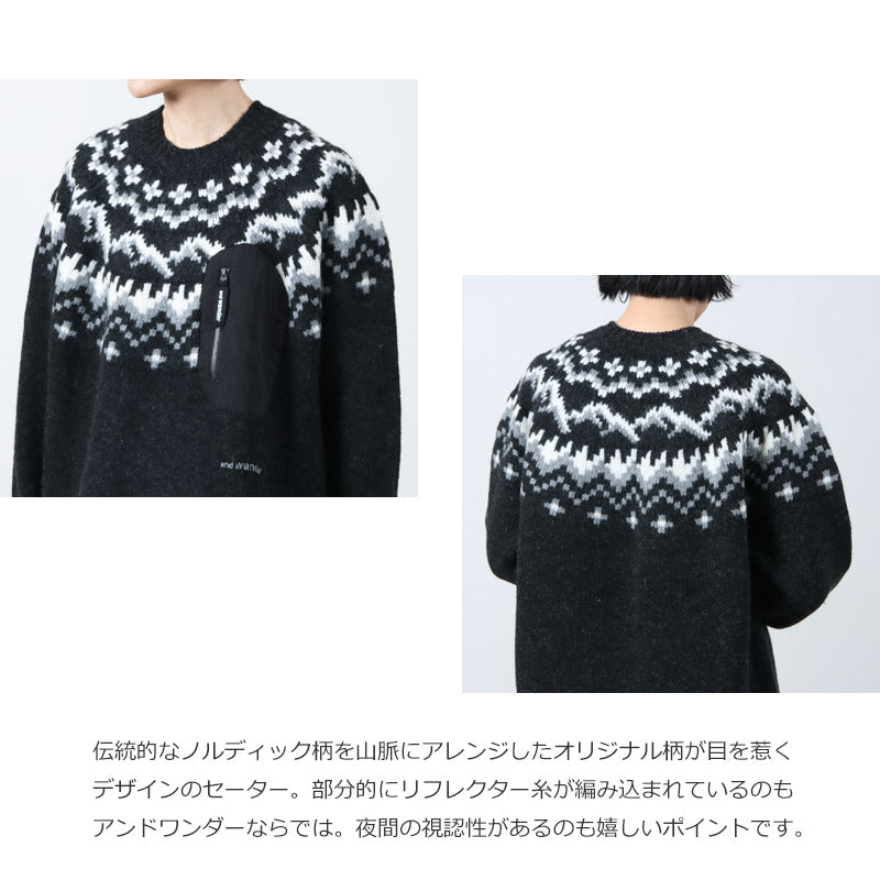 and wander(アンドワンダー) lopi knit sweater for Women 画像4
