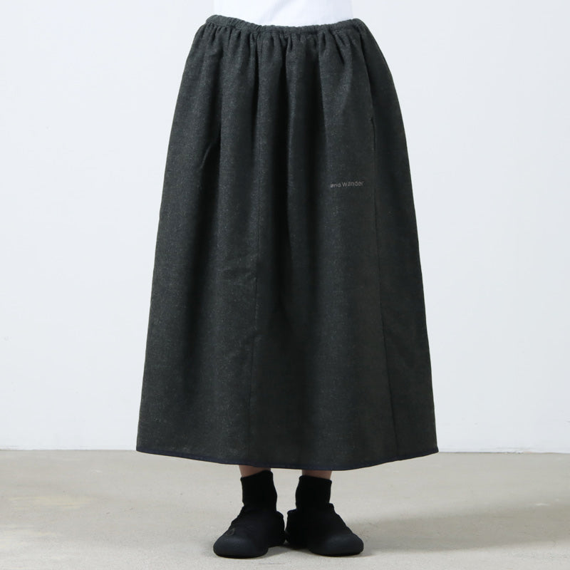 and wander(アンドワンダー) REWOOL tweed skirt 画像10