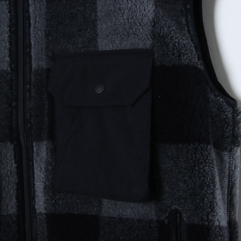and wander(アンドワンダー) check boa vest 画像23