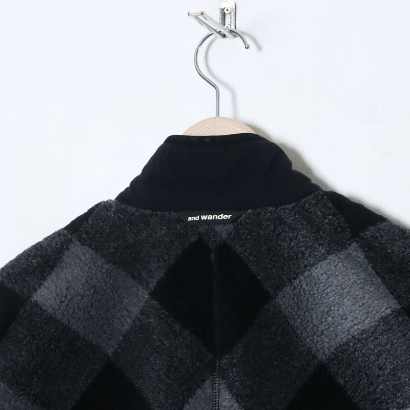 and wander(アンドワンダー) check boa vest 画像26