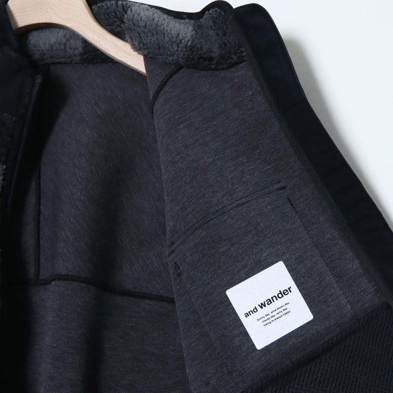 and wander(アンドワンダー) check boa vest 画像29