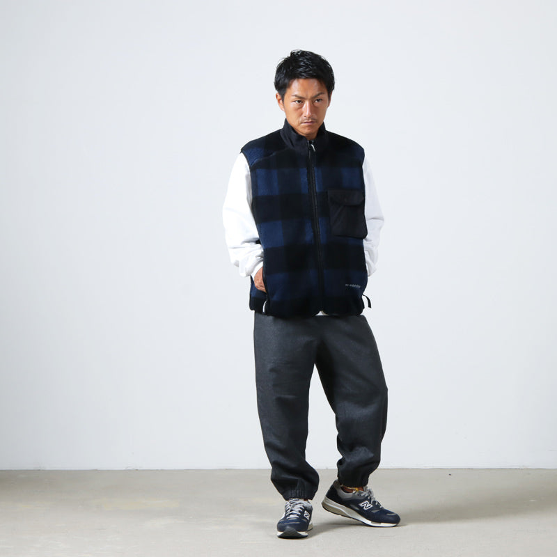 and wander(アンドワンダー) check boa vest 画像3
