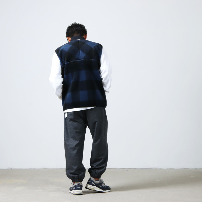 and wander(アンドワンダー) check boa vest 画像10