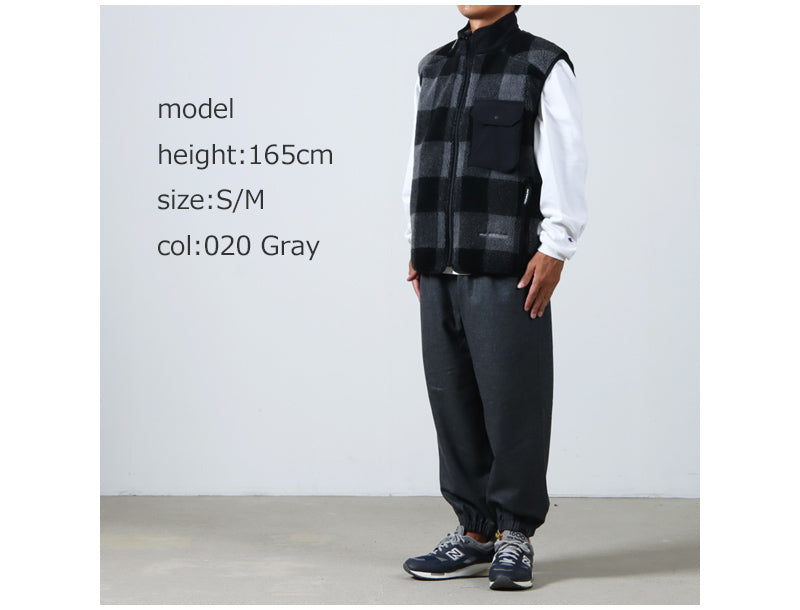 and wander(アンドワンダー) check boa vest 画像21