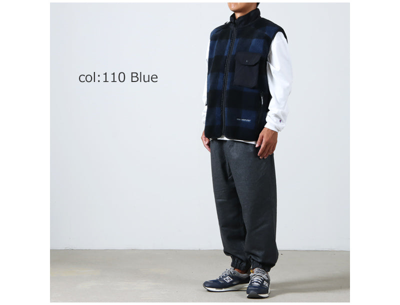 and wander(アンドワンダー) check boa vest 画像22