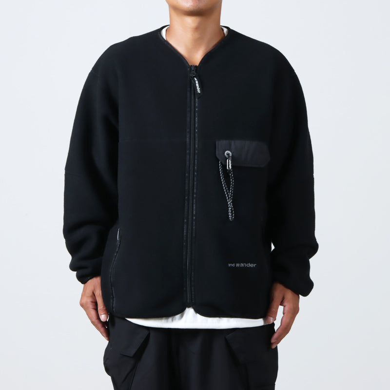 and wander(アンドワンダー) wool fleece cardigan 画像5