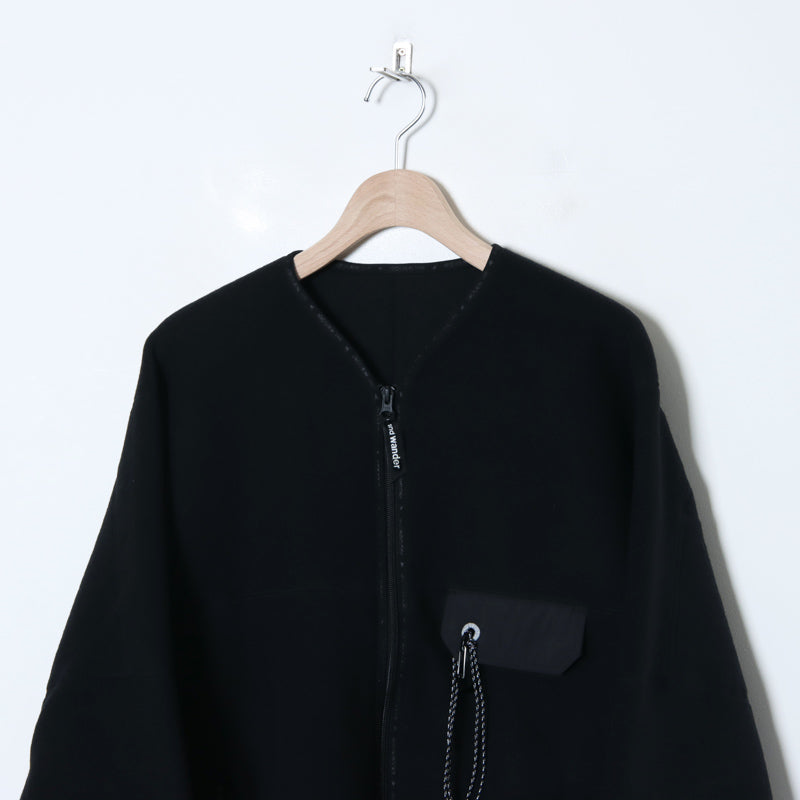 and wander(アンドワンダー) wool fleece cardigan 画像8
