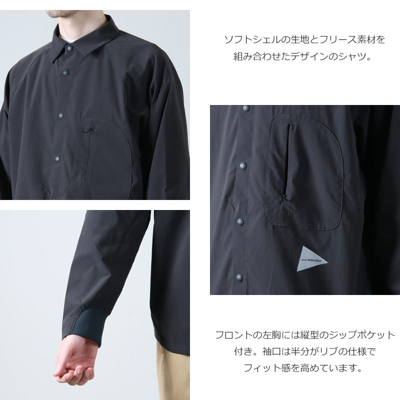 and wander(アンドワンダー) 23 fleece base LS shirt 画像4