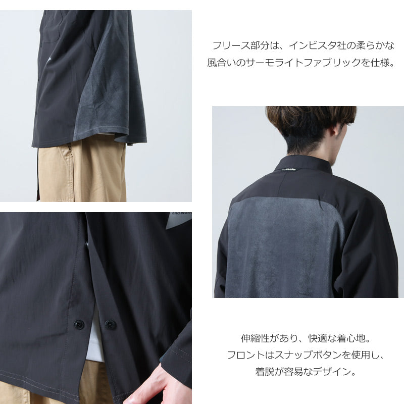 and wander(アンドワンダー) 23 fleece base LS shirt 画像5