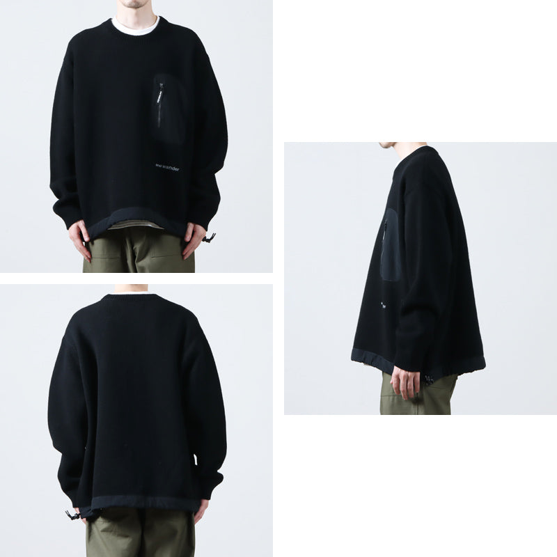 and wander(アンドワンダー) shetland wool sweater 画像3
