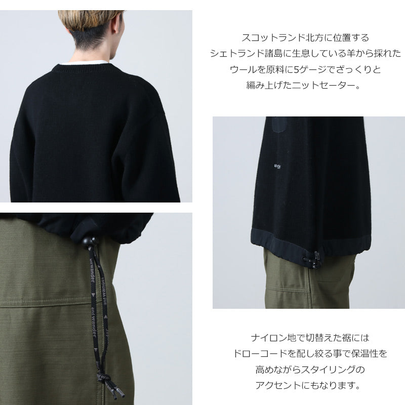 and wander(アンドワンダー) shetland wool sweater 画像5