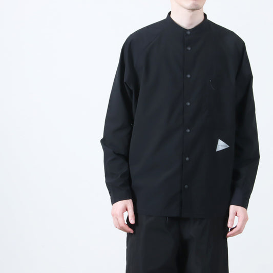 and wander(アンドワンダー) fleece base band collar shirt