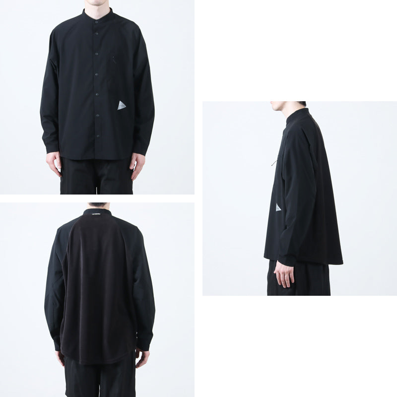 and wander(アンドワンダー) fleece base band collar shirt 画像3