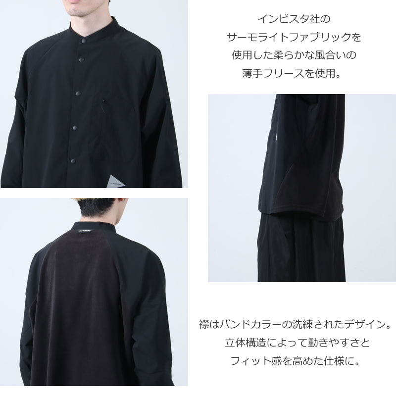and wander(アンドワンダー) fleece base band collar shirt 画像4