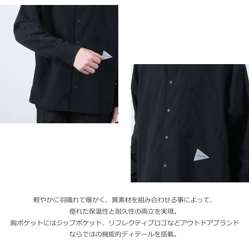 and wander(アンドワンダー) fleece base band collar shirt 画像5
