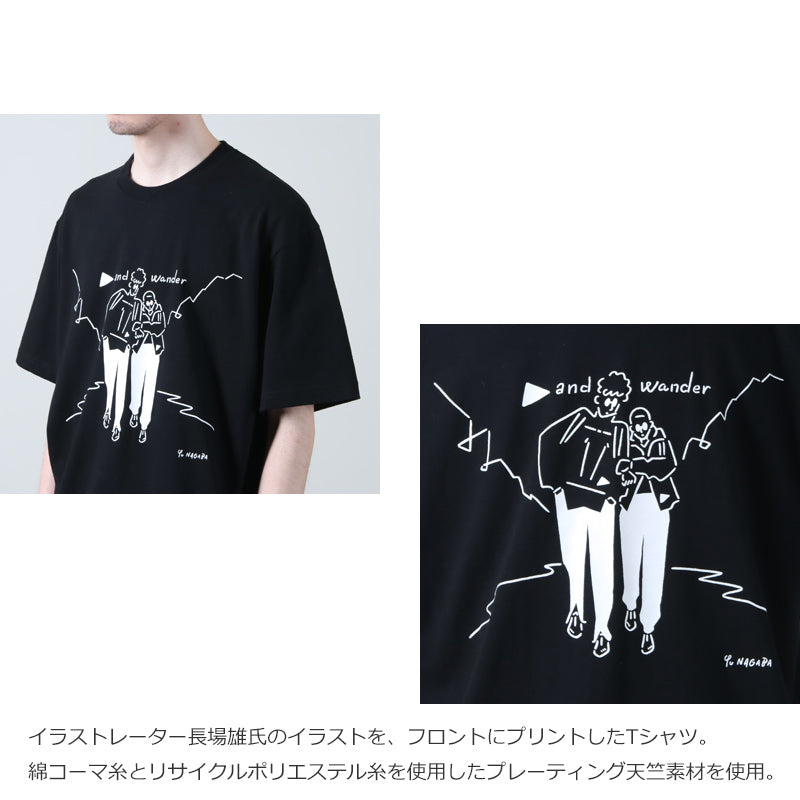 and wander(アンドワンダー) Yu Nagaba printed T 画像5